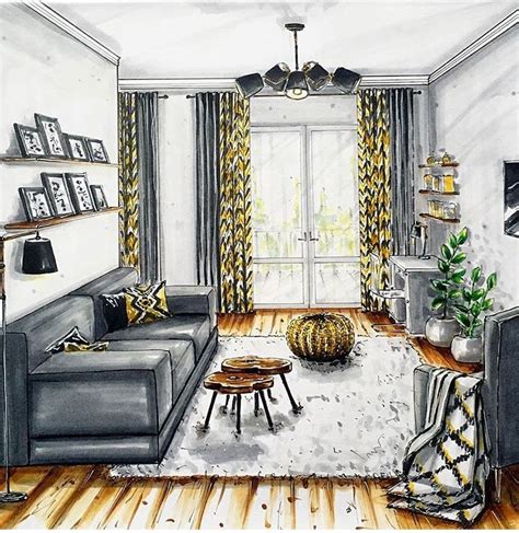 Pin By Evi Mythillou On Interior Perspective Drawings Interior Design
