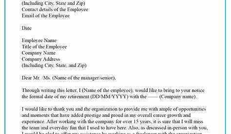 sample retirement letter from employer