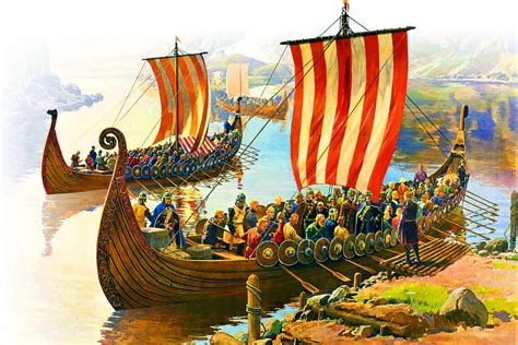 Viking Longboats Prepare To Embark On A Raiding Expedition Viking Age