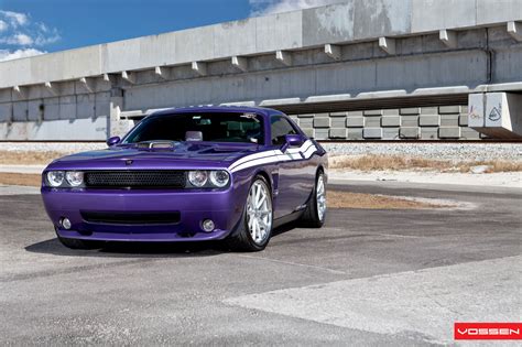 Plum Crazy Dodge Challenger Customized And Boasting White Stripes
