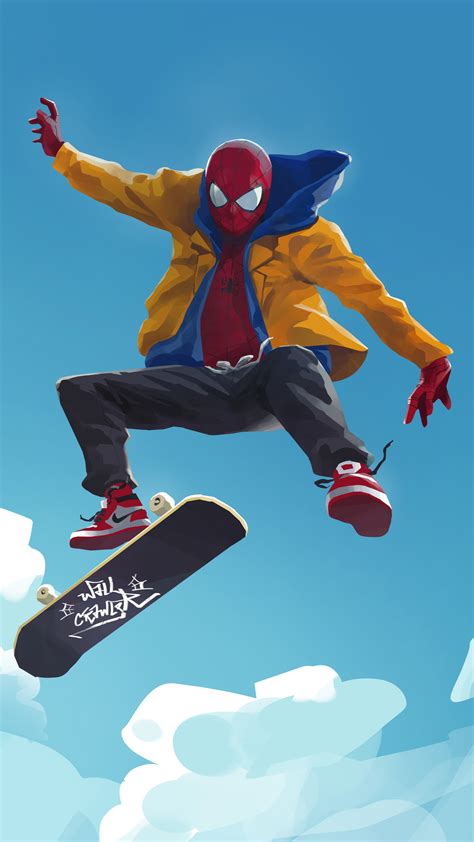 Spiderman Into The Spider Verse 2 Skateboarding 4k Wallpapers Free