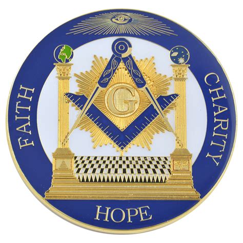 Square And Compass With Columns Faith Hope Charity Masonic Aut
