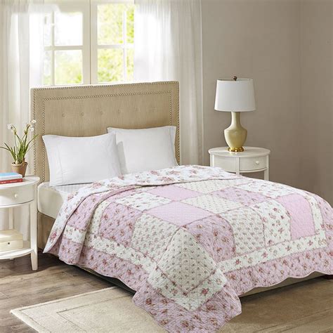 Chausub Soft Cotton Bedspread Quilt 1pc Pink Coverlet Summer Patchwork