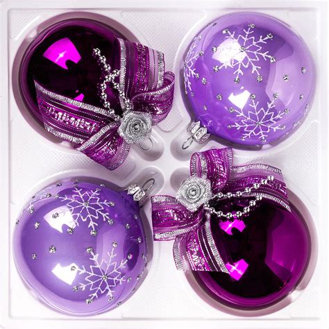 Romance Purple Glass Christmas Ornaments Set Of 4 Product Sku S 190474