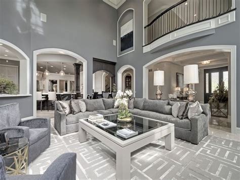 Beautiful Monochromatic Grey And White Living Room Decor With Grey
