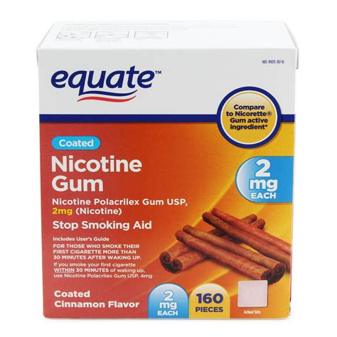 Equate Nicotine Gum To Stop Smoking 2 Mg Cinnamon Flavor 160 Count