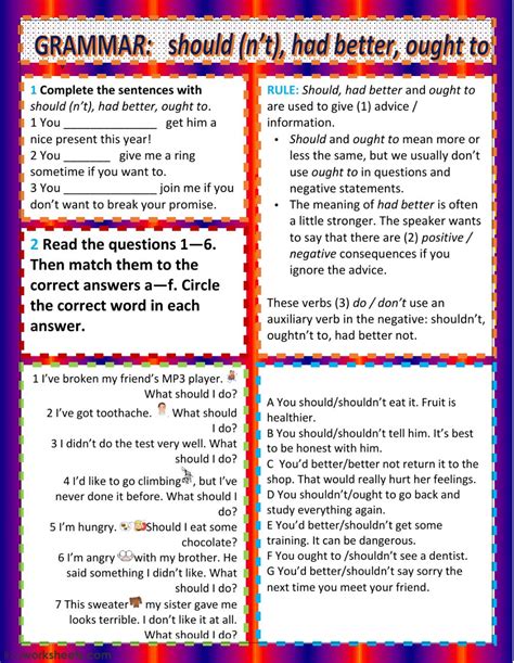Should Ought To Had Better Interactive Worksheet