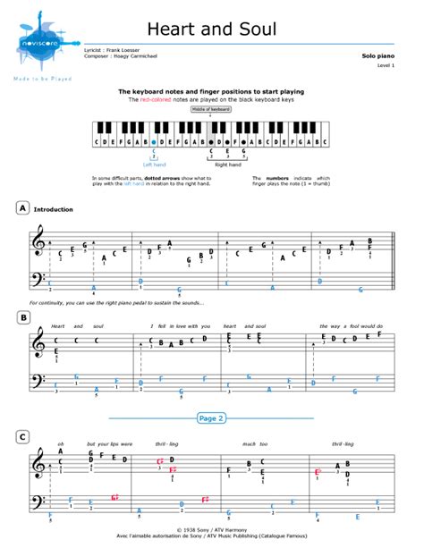 Heart And Soul Sheet Music With Letters Heart And Soul Piano Sheet