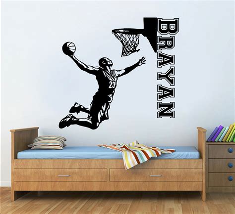 Basketball Custom Wall Decal Sport Vinyl Nba Boys Basket Wall Etsy