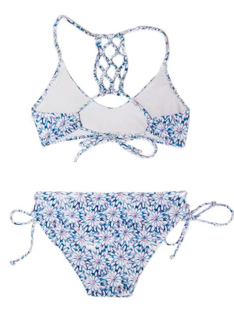 Daisy Blue 2 Piece Floral Youth Girls Bikini Swimsuit Set By Chance
