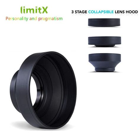 Limitx 3 Stage Collapsible Rubber 3 In 1 Lens Hood For Panasonic Lumix