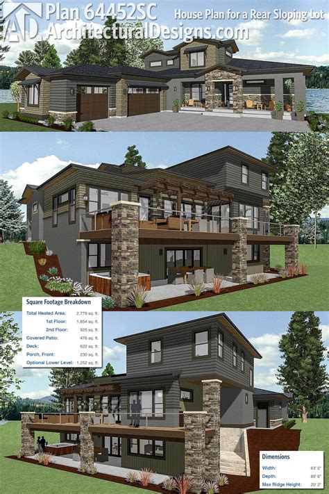 Architectural Designs House Plan 64452sc Is Designed For A Rear Sloping