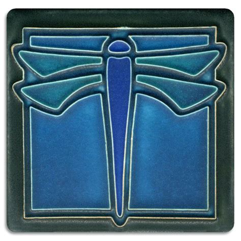 4x4 Dragonfly Turquoise From Motawi Tileworks Art Nouveau Tiles Art