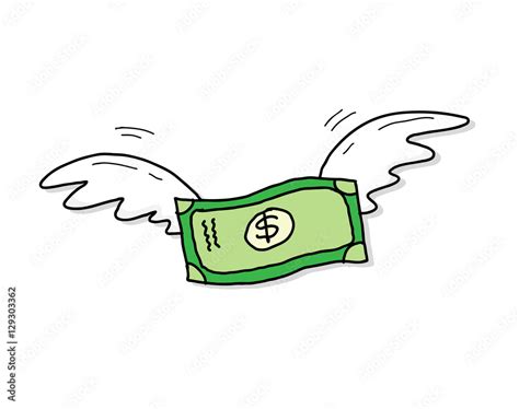 Flying Money Dollar Inflation A Hand Drawn Vector Cartoon Illustration