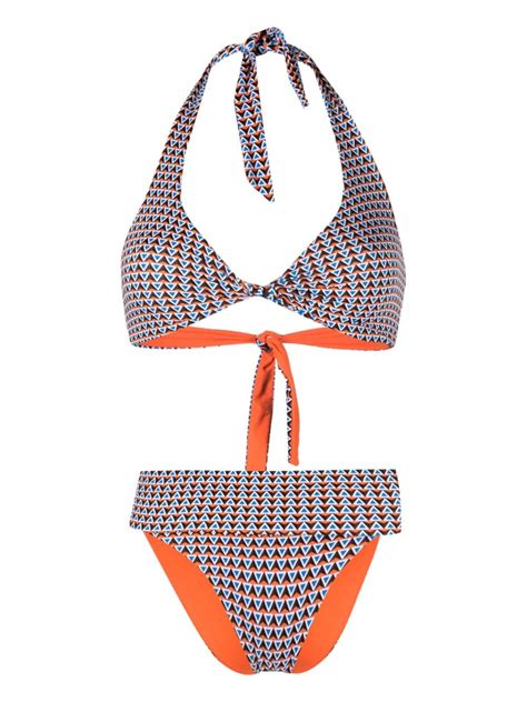 Fisico Geometric Pattern Reversible Bikini Set Farfetch