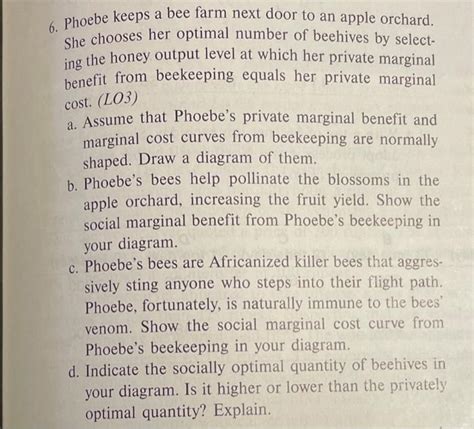 Solved Cost L Phoebe Keeps A Bee Farm Next Door To Chegg Com