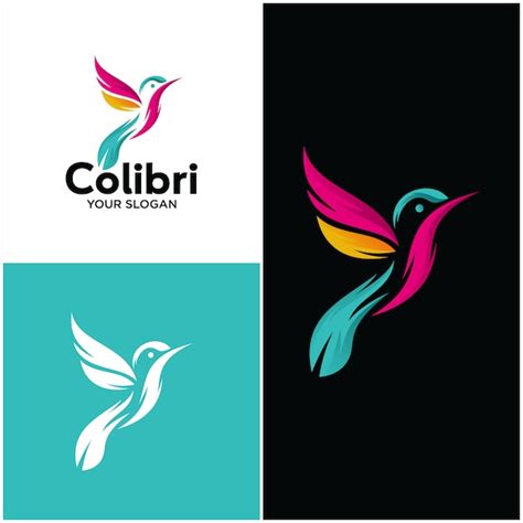 Beautiful Simple Bird Colibri Logo Template Premium Vector
