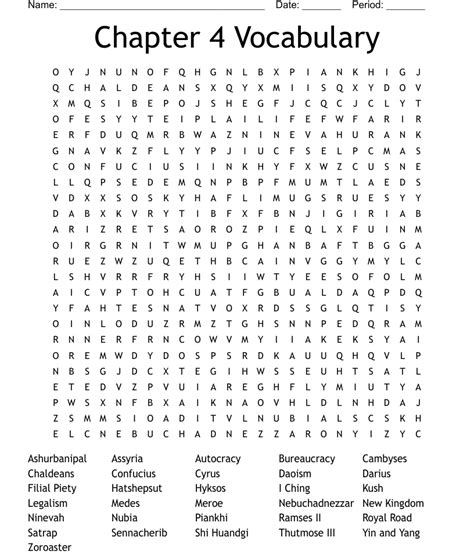 Chapter 4 Vocabulary Word Search Wordmint