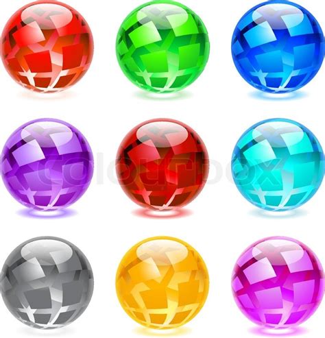 Collection Of Colorful Glossy Spheres Stock Vector Colourbox