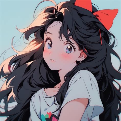 Premium Ai Image Anime Girl With Long Black Hair And Red Bow In Front