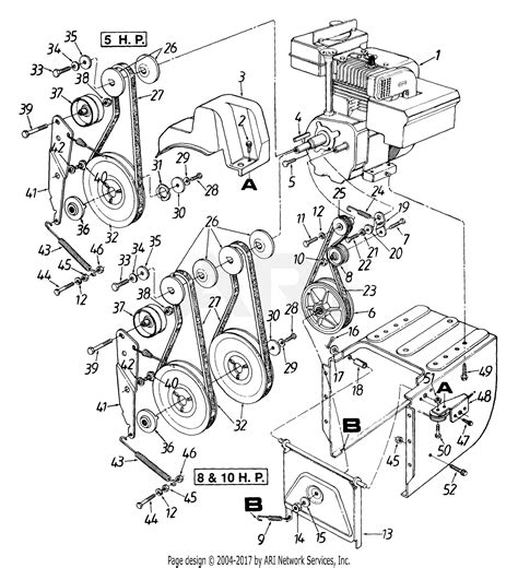 MTD 313 660G054 1993 Parts Diagram For Engine And Pulley Assembly