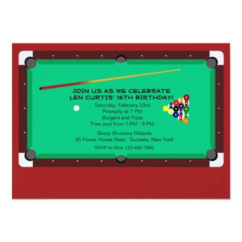 Pool Table Invitation