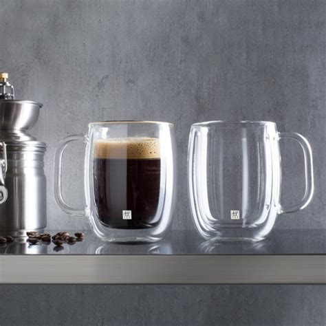 zwilling sorrento plus 4 pc double wall glass coffee mug set