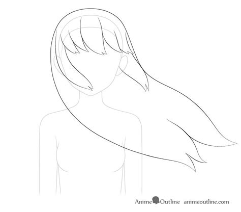 How To Draw Anime Hair Blowing In The Wind Animeoutline Drawing