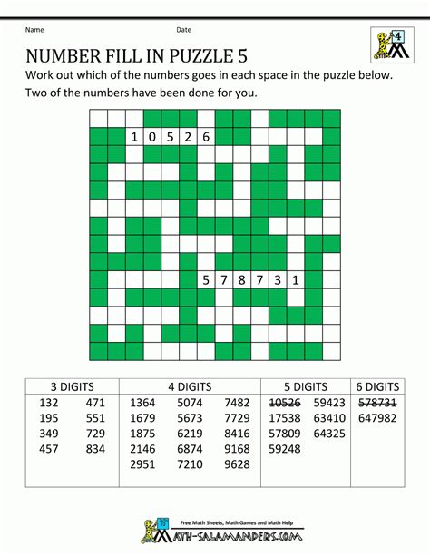 Free Printable Number Crossword Puzzles Free Printable Templates