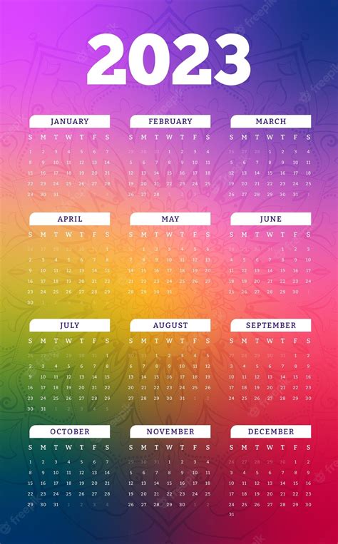 Premium Vector Colorful Calendar For 2023 Year