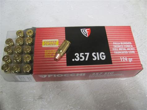 50 Round Box 357 Sig 124 Grain Fmj Ammo By Fiocchi Gunwinner