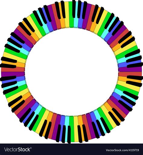 Round Colored Piano Keyboard Frame Royalty Free Vector Image