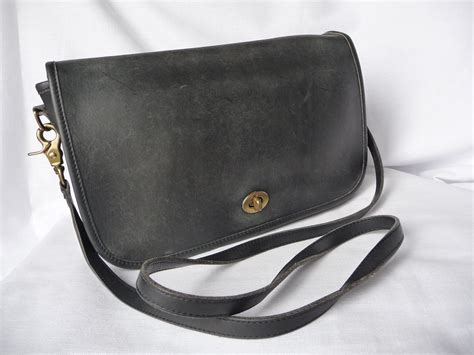 Vintage Coach Classic Large City Bag In Black Leather