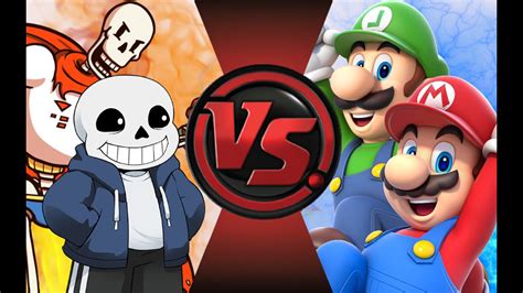 Sans And Papyrus Vs Mario And Luigi Cartoon Fight Club