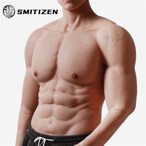 jual smitizen cosplay silicone muscle suit with arms for male realistic fake belly muscle macho