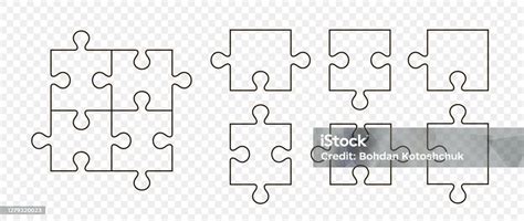 Puzzle Pieces Vector Set Separate Puzzle Pieces With The Ability To