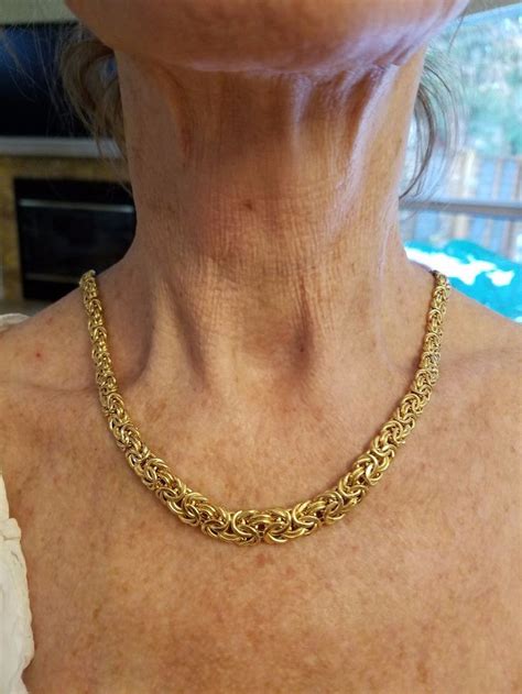 Necklace 14k Gold Byzantine 16 Rope Like Texture Graceful On Neck