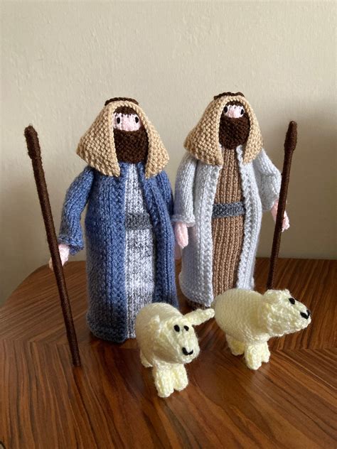 Hand Knitted Nativity Set To Include Donkey And Angel Etsy