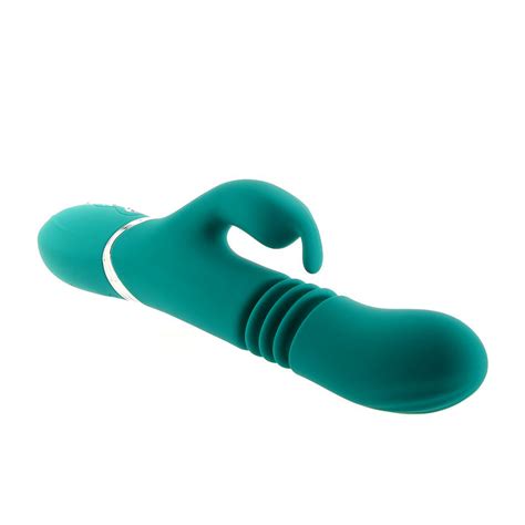 Buy The Eve S Thrusting 30 Function Rechargeable Dual Motor Silicone Rabbit Vibrator In Teal
