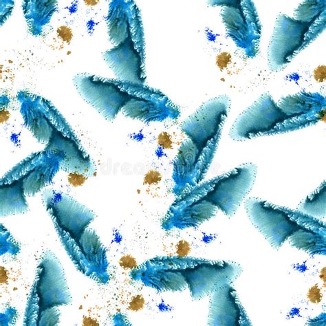 Seamless Abstract Watercolor Pattern Feather Shapes Stock