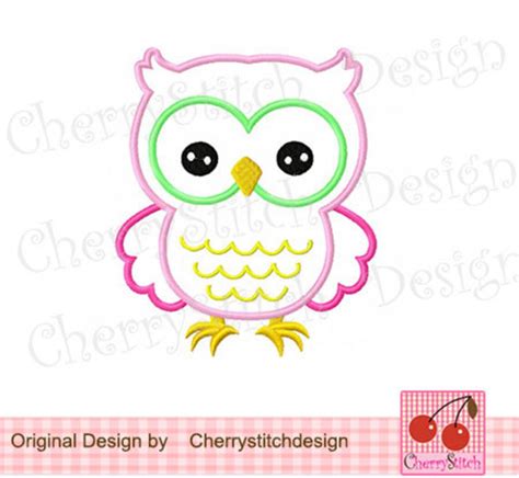 Owl Machine Embroidery Applique 4x4 5x5 6x6 Inch Etsy
