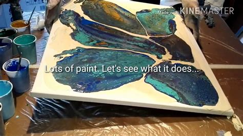 Fluid Art Big Canvas 6 Flip Cup Ocean Theme Acrylic Paint Pouring