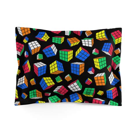 Rubiks Cube Pillow Sham Cubes All Over Black Bedroom Decor
