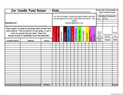 Blank Fundraiser Order Form Template