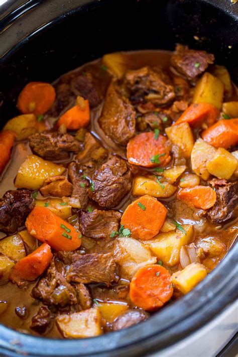 After a few hours in the oven, the meat becomes meltingly tender and enveloped in. Slow Cooker Guinness Beef Stew - Dinner, then Dessert