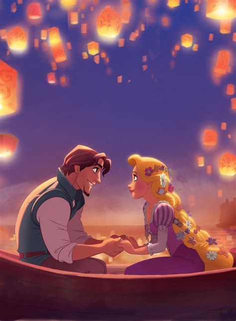 Rapunzel And Flynn Rider In Their Romantic Moment With Floating