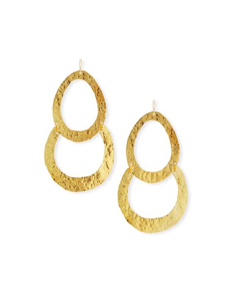 Devon Leigh Double Wedge Hammered Drop Earrings Neiman Marcus