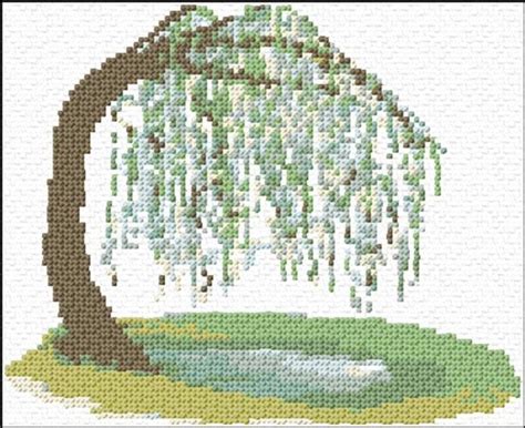 Willow Tree Cross Stitch Pattern Cross Stitch Landscape Cross Stitch