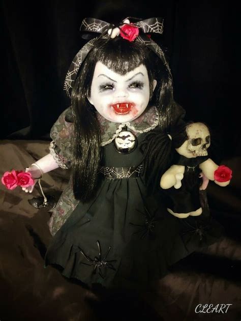 Ooak Horror Gothic Creepy Vampire {cordelia} Collector Porcelain Doll Cleart In 2020 Gothic