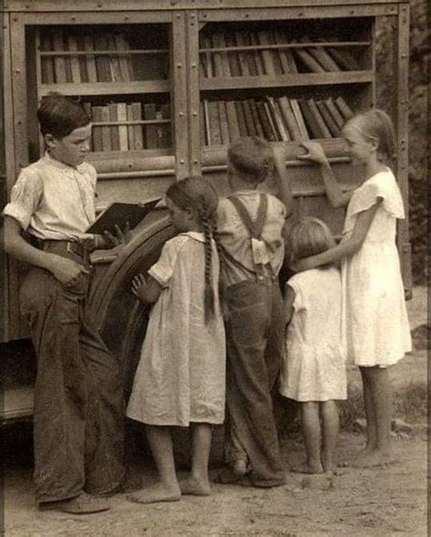 Historic Pictures000 On Instagram “barefoot Kids At A Mobile Book Cart